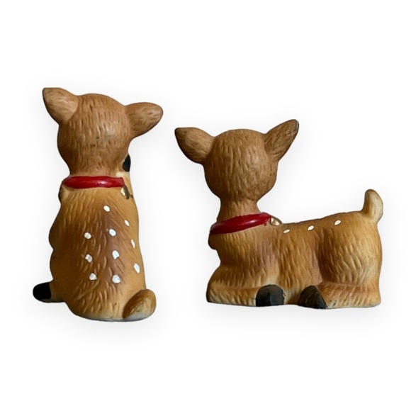 Vintage HOMCO Fawn Reindeer Deer Ceramic Figurines Set of 2 Christmas Taiwan - Picture 2 of 4